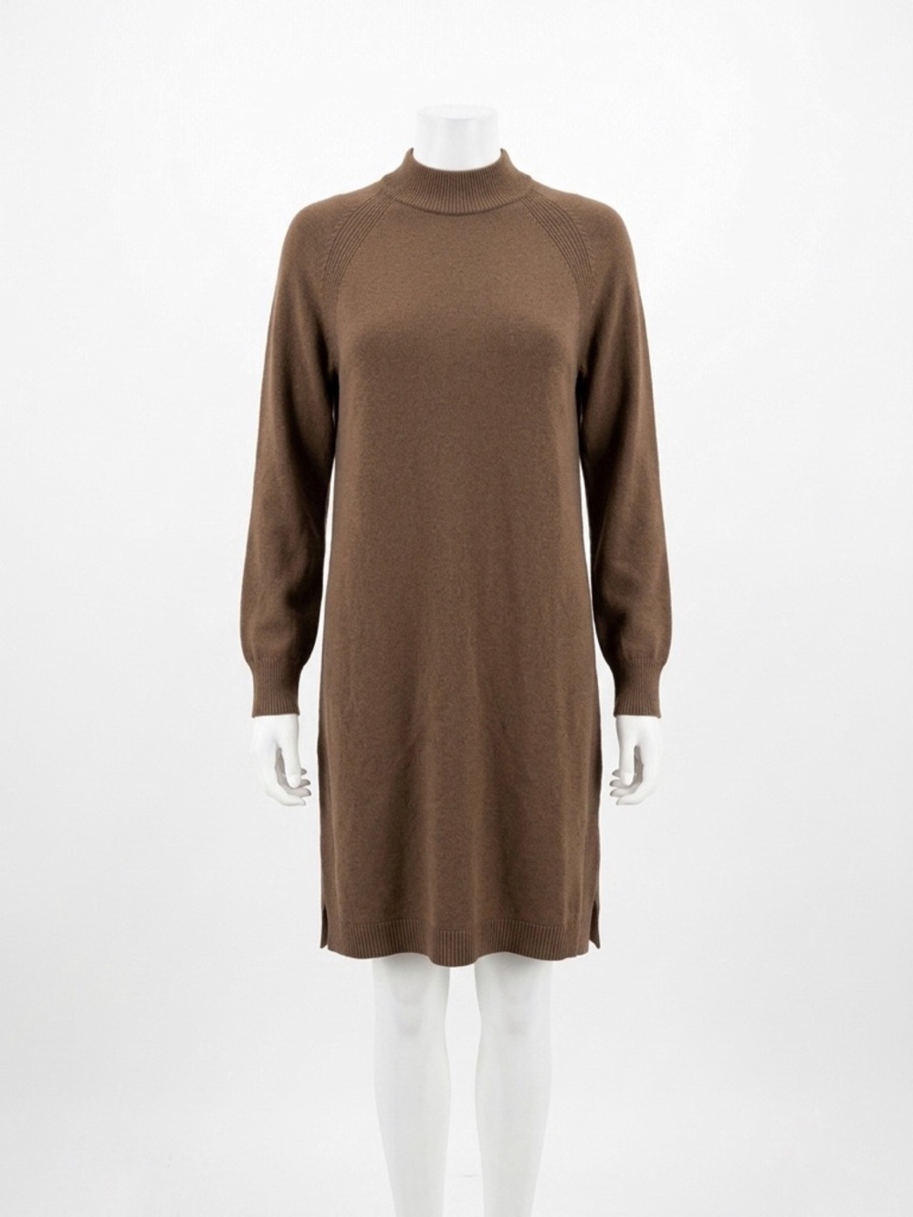 Roots Brown Mock-Neck Long-Sleeve Brown Knit Sweater Dress XS